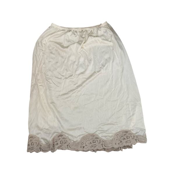 Vanity Fair Women's White All Nylon Lace Trim Slip Midi Skirt Size Medium - Picture 1 of 5
